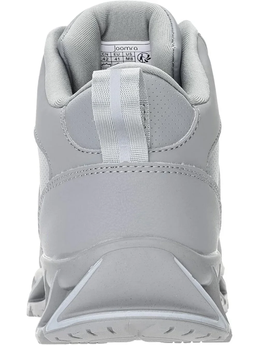 Joomra Men's Grey Rubber Leather High Top Athletic Inspired Lace Up Sneaker